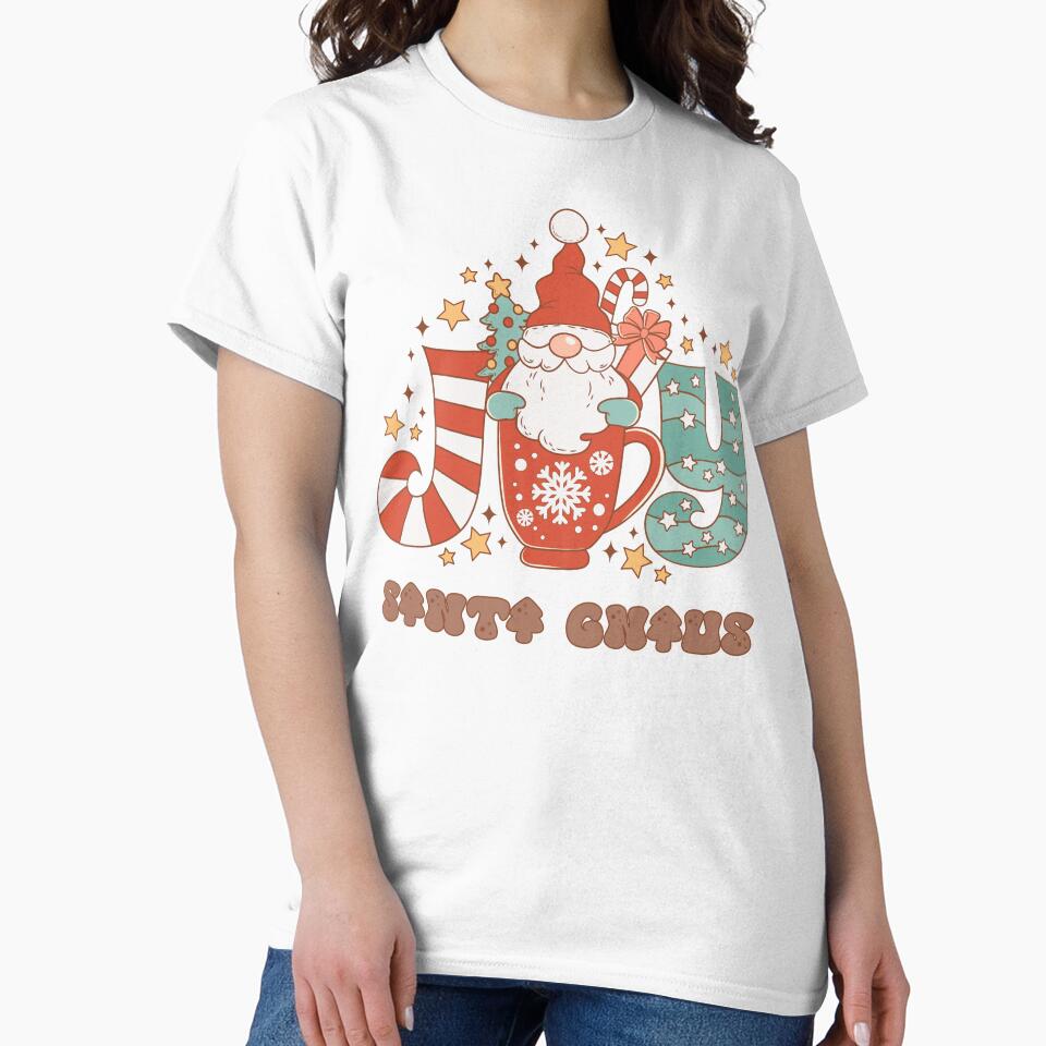 Joy Santa Gnaus - Cute Santa Gnome Inside a Christmas Mug (Red Outline and Text Design) by Spiprinto