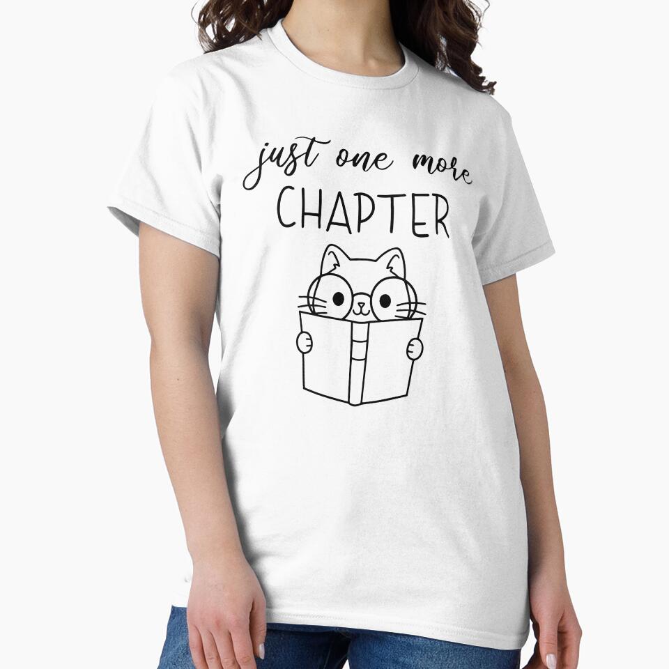 Funny Cat Reading Quote for Book Lovers Just One More Chapter by YaliliArt