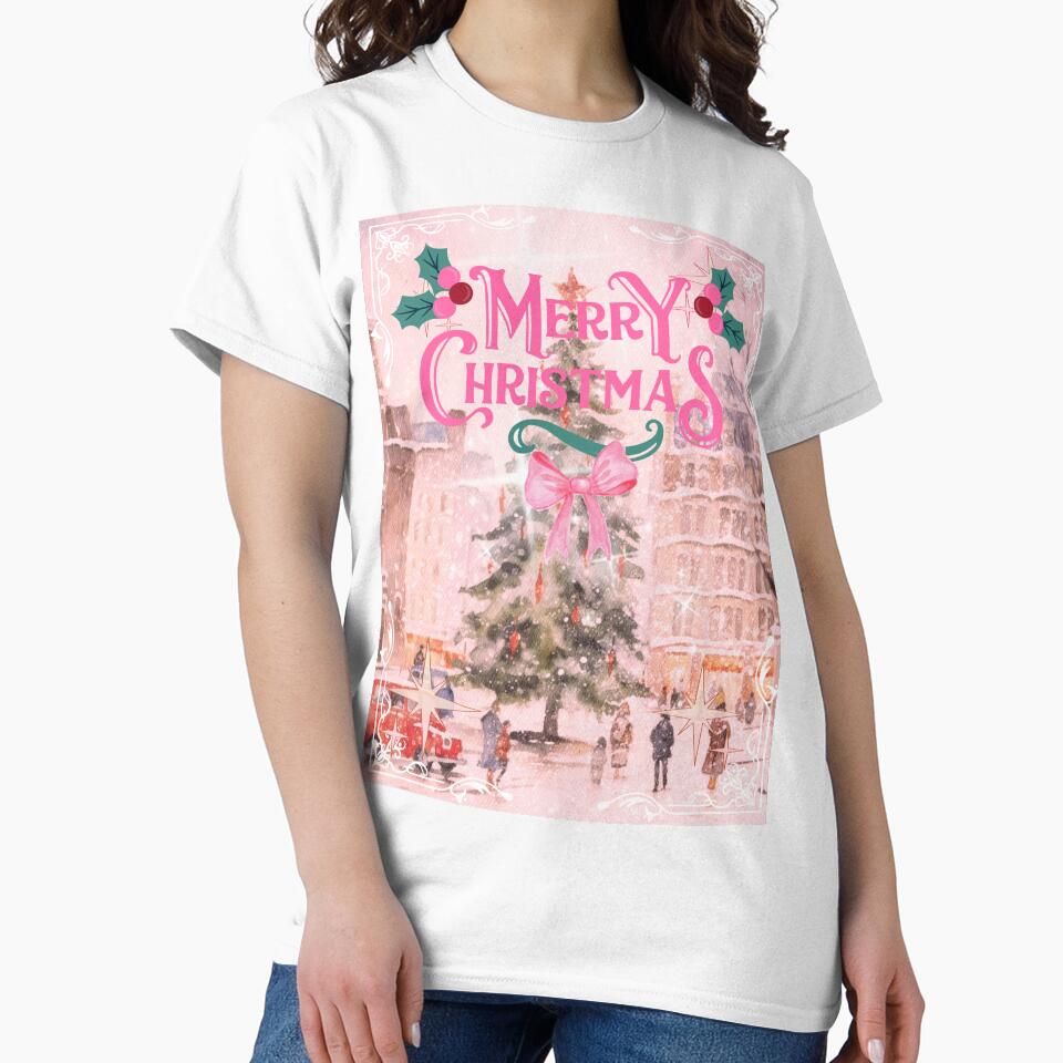 Pink Merry Christmas Winter Wonderland by bowsbotanicals
