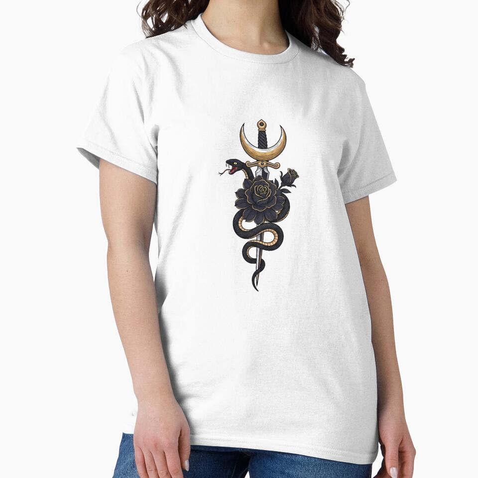 Snake Dagger Rose Moon Gift by IllumeInk