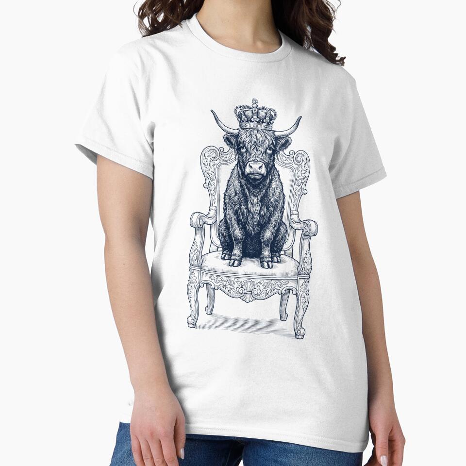 Vintage Highland Cow King Crown Funny Animal Lover by DoodleTortle