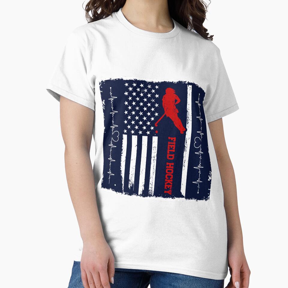 Field Hockey America Flag Blue Retro by LittleFunky79