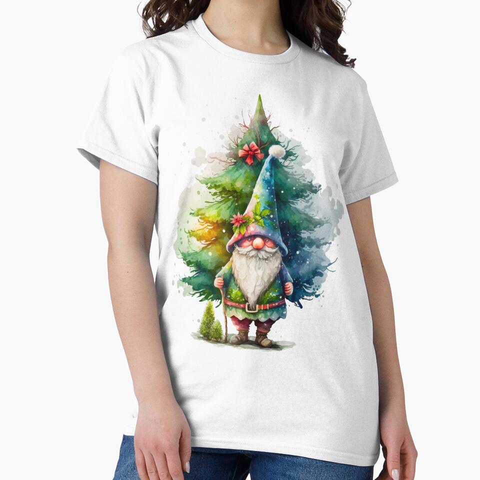 Watercolor Christmas Gnome with Christmas tree illustration by KlaraMacinka