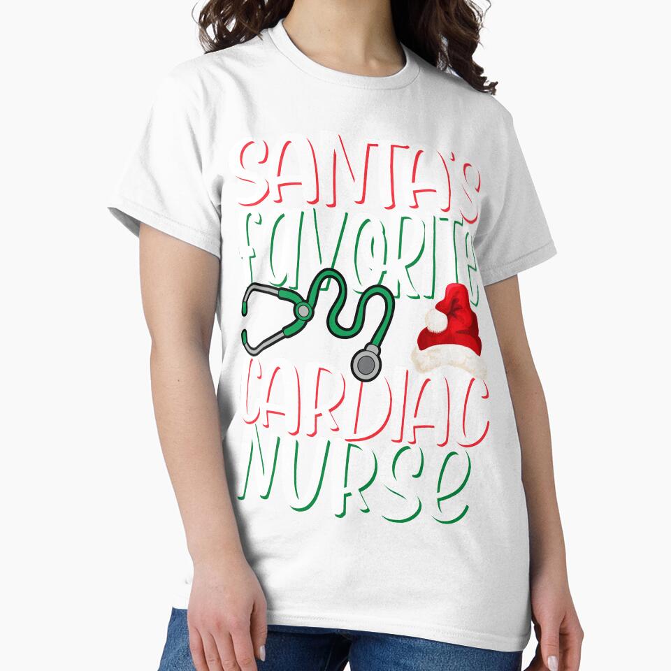 Cardiac Nursing Shirt, Santa's Favorite Nurse Crew for Cardiac Nurse Practitioners by WOW TeesAndThings