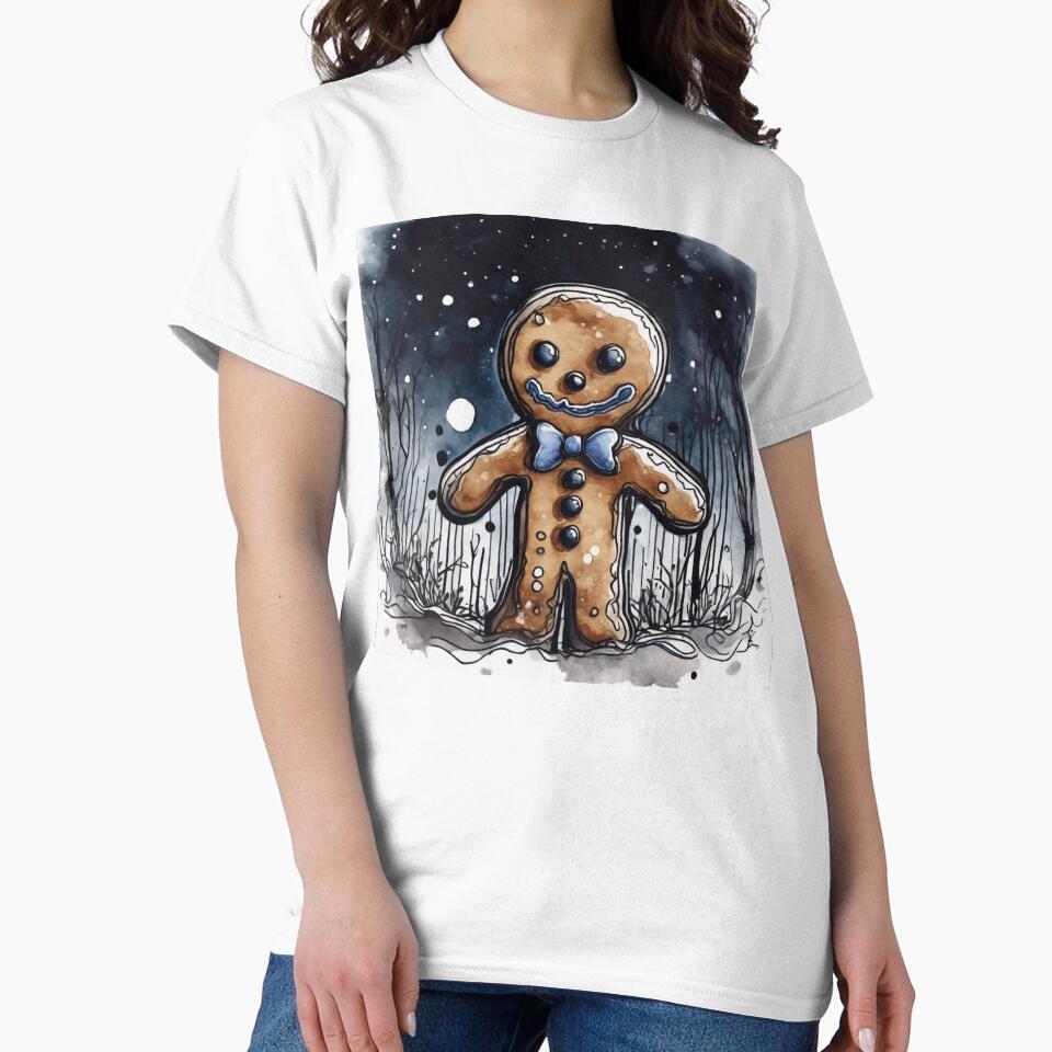 Christmas and Holiday Gingerbread man - Watercolor & Ink 1 by KBMediaArt
