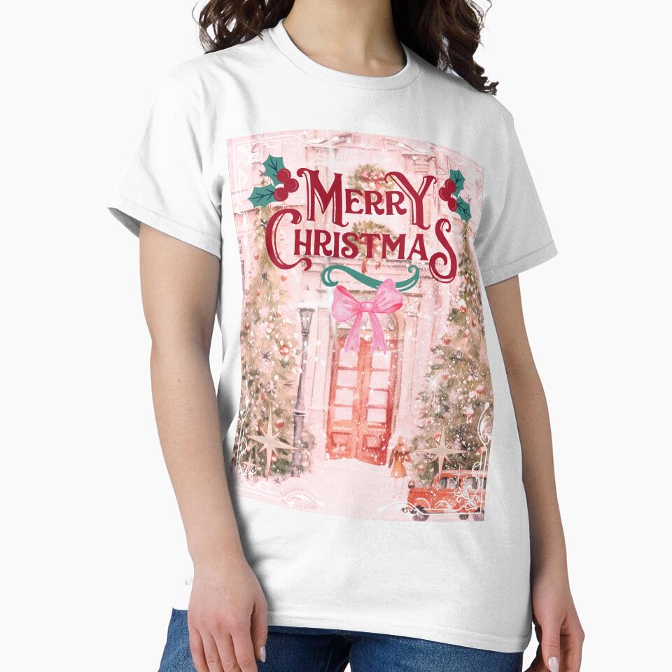 Merry Christmas - Vintage Pink Christmas Cover by bowsbotanicals