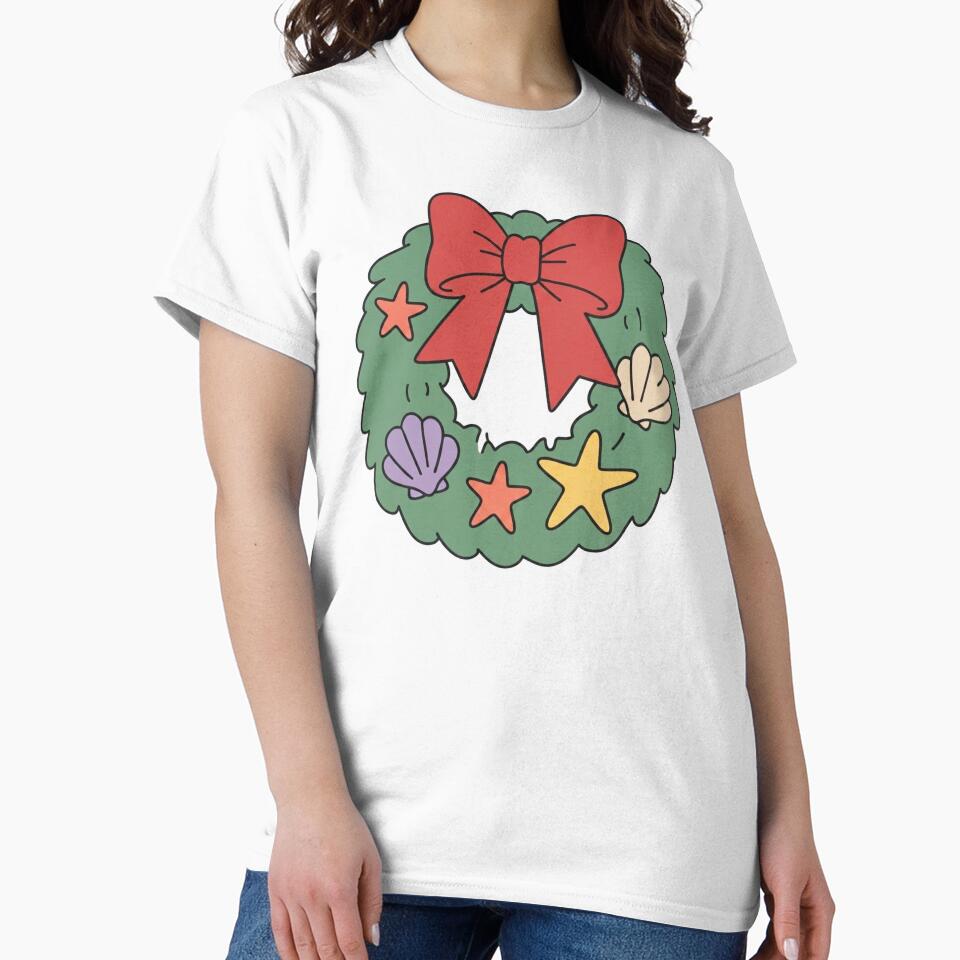 Coastal Christmas Wreath Seashells Starfish Beach Holiday Bow by wingoo22
