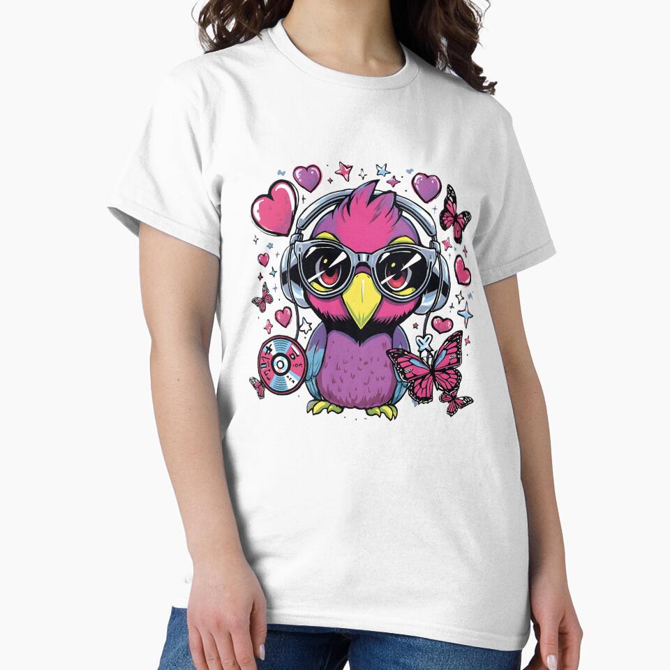 Colorful Kawaii Parrot with Y2K Sunglasses & Butterflies | Retro 2000s Bird Aesthetic by dreamz-world