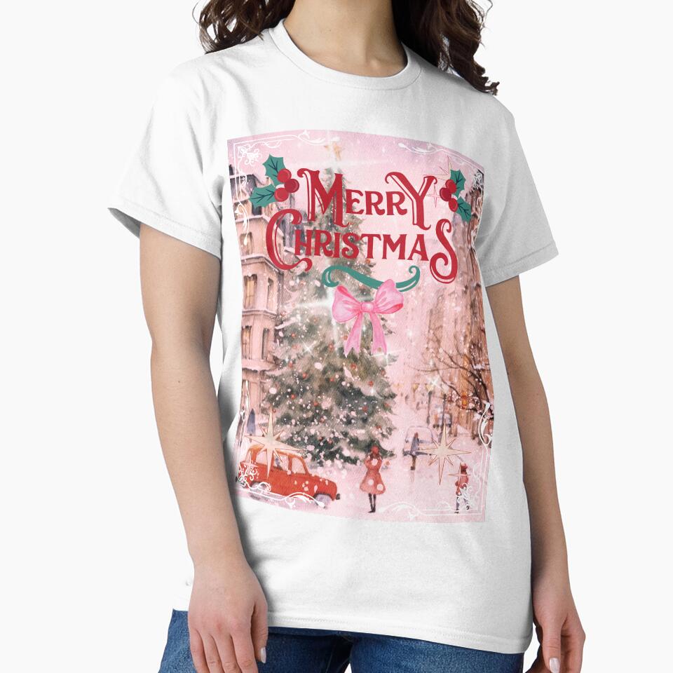 Vintage Merry Christmas - Pink aesthetic by bowsbotanicals