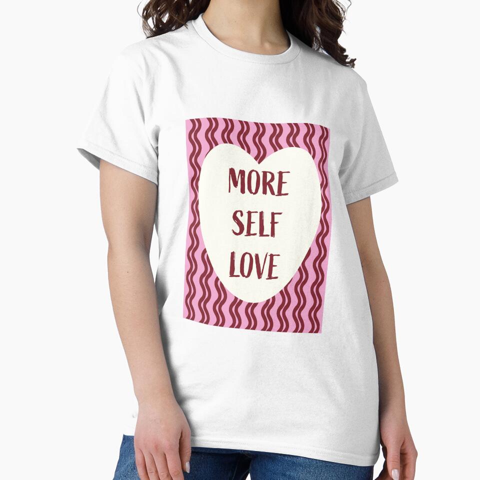 More Self Love - Retro Groovy Typography Heart Illustration (Burgundy) by DesigndN