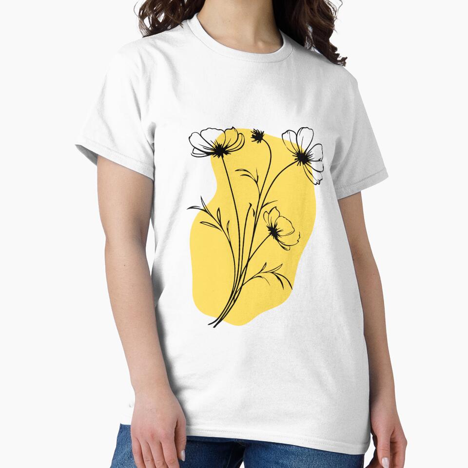 Yellow Minimalist Flowers Design by CreativeCanvas8