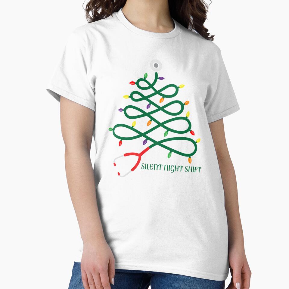 Silent Night Shift | Stethoscope Christmas Tree | Elegant Nurse Christmas Design by NANursing