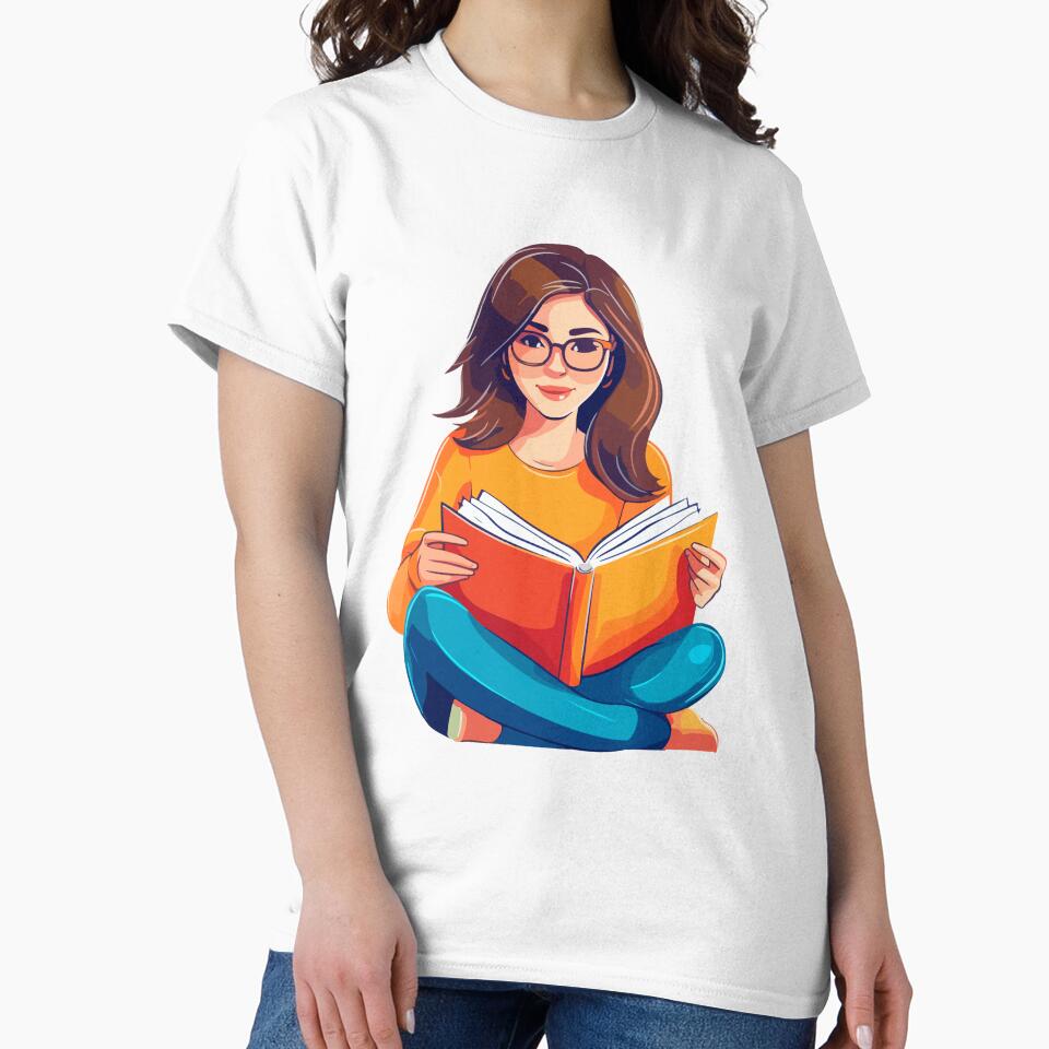Girl Reading Book Illustration by GulDesigns