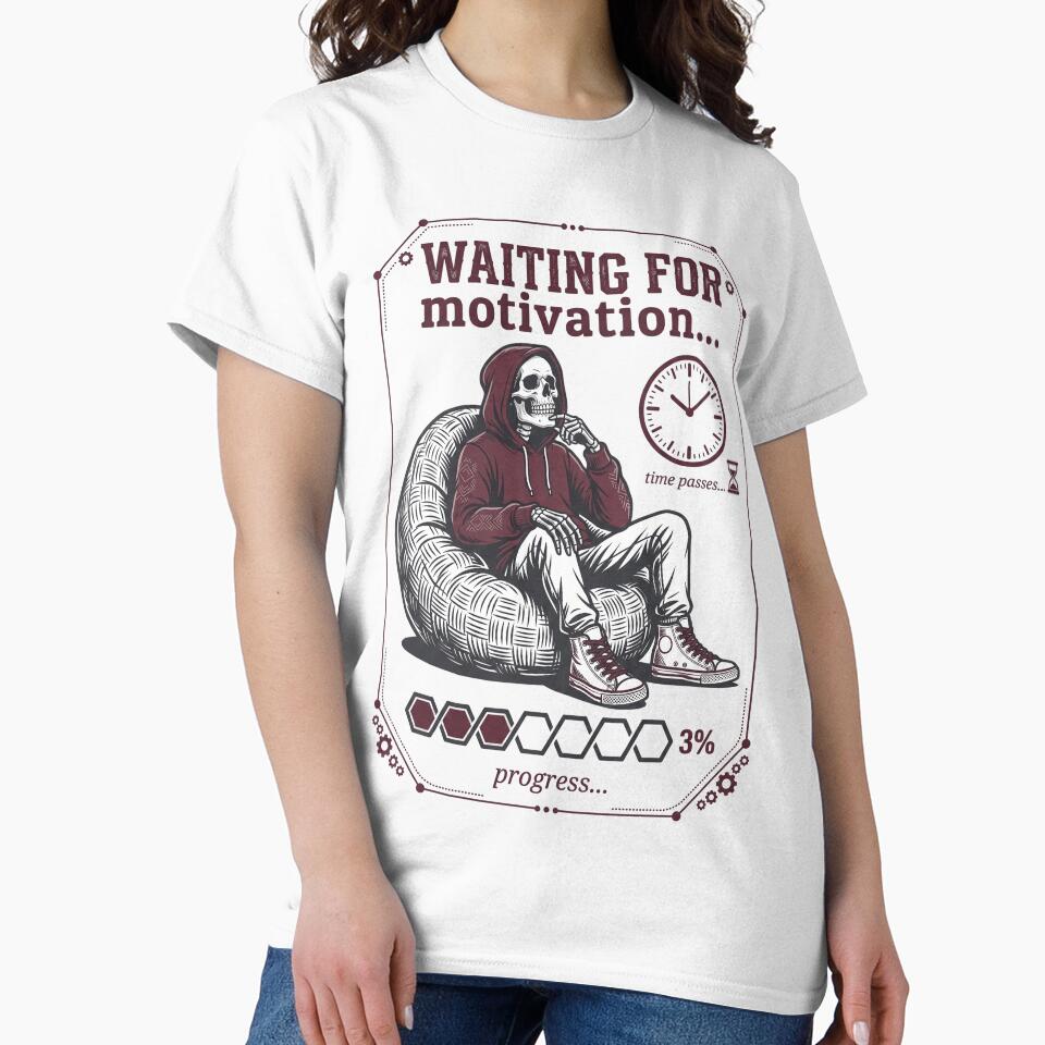 Skeleton Waiting For Motivation Procrastination Skeleton by CrystalMineArts