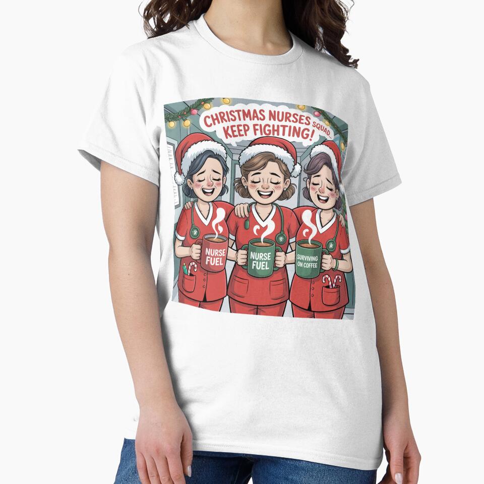Cute Christmas Nurse Squad with Santa Hat and Stethoscope by kaka8888