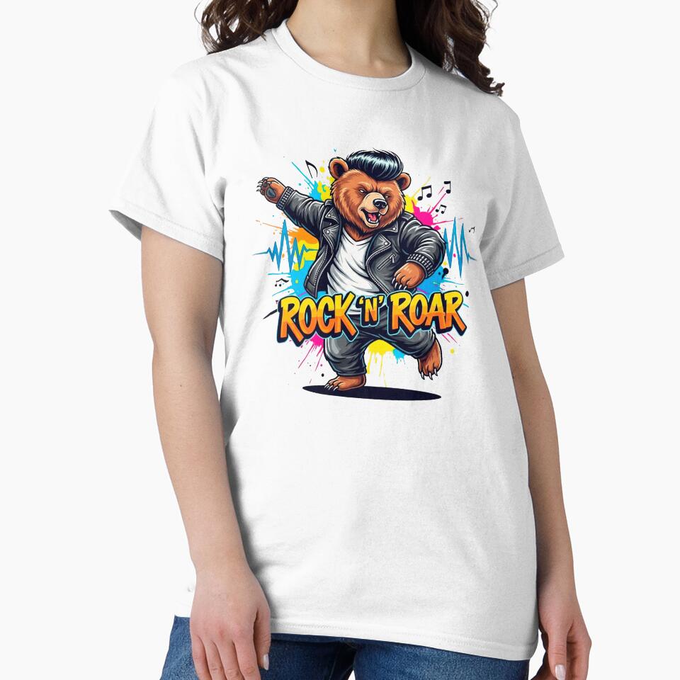 Retro Rockabilly Dancing Bear Sticker T-Shirt Hoodie by SholoStudio