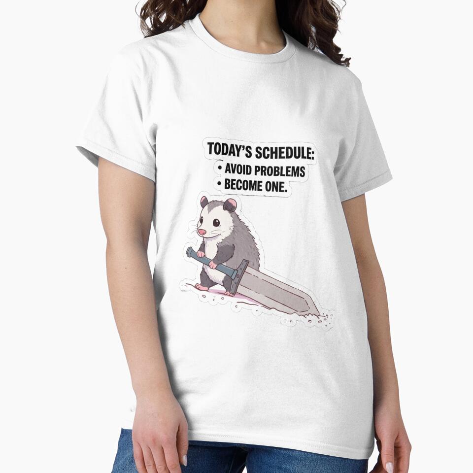 Funny Opossum Warrior Sticker - Today’s Schedule: Become a Problem by JossDesign15