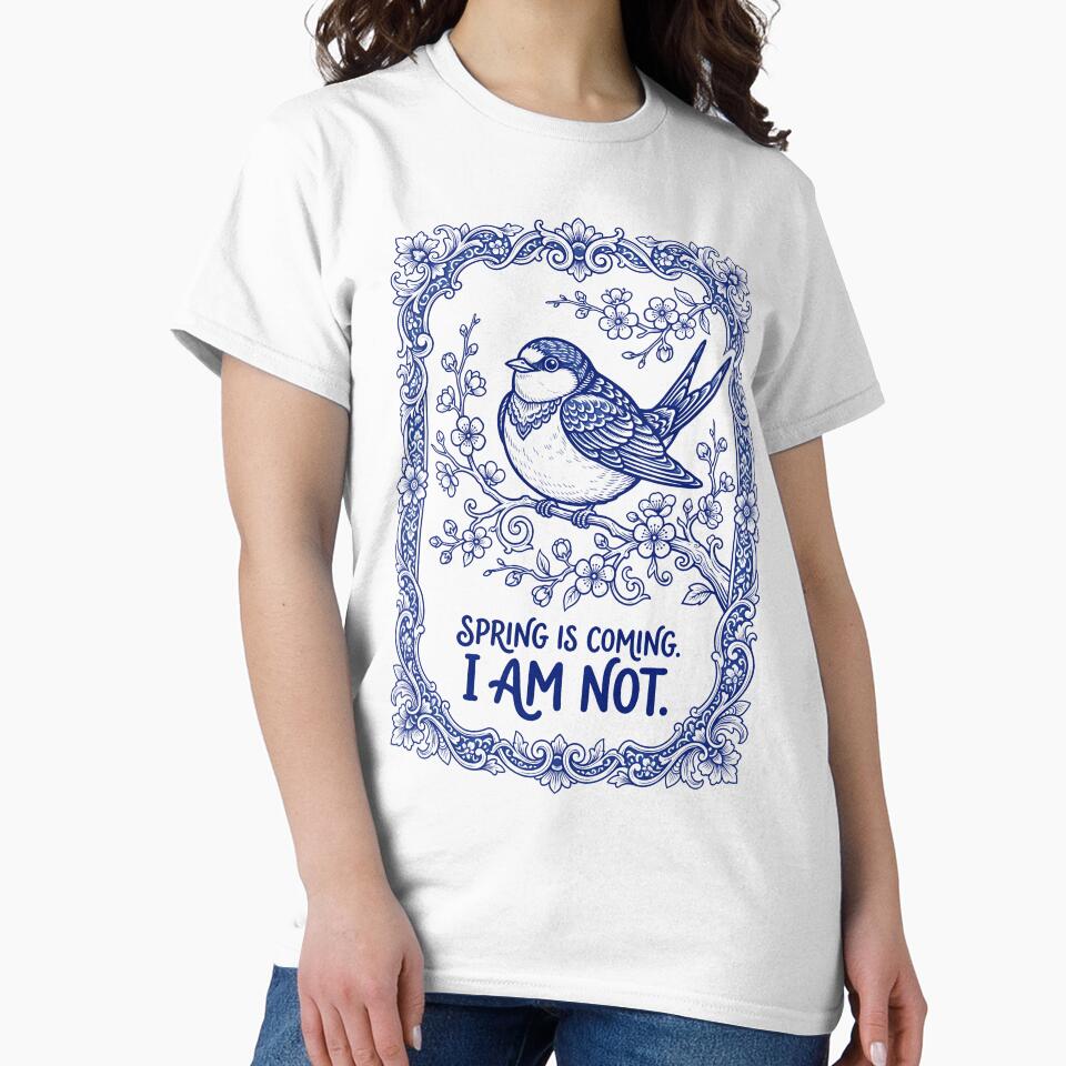 Blue Willow Porcelain - Funny Sarcastic Bird Introvert Meme by SplashTastic