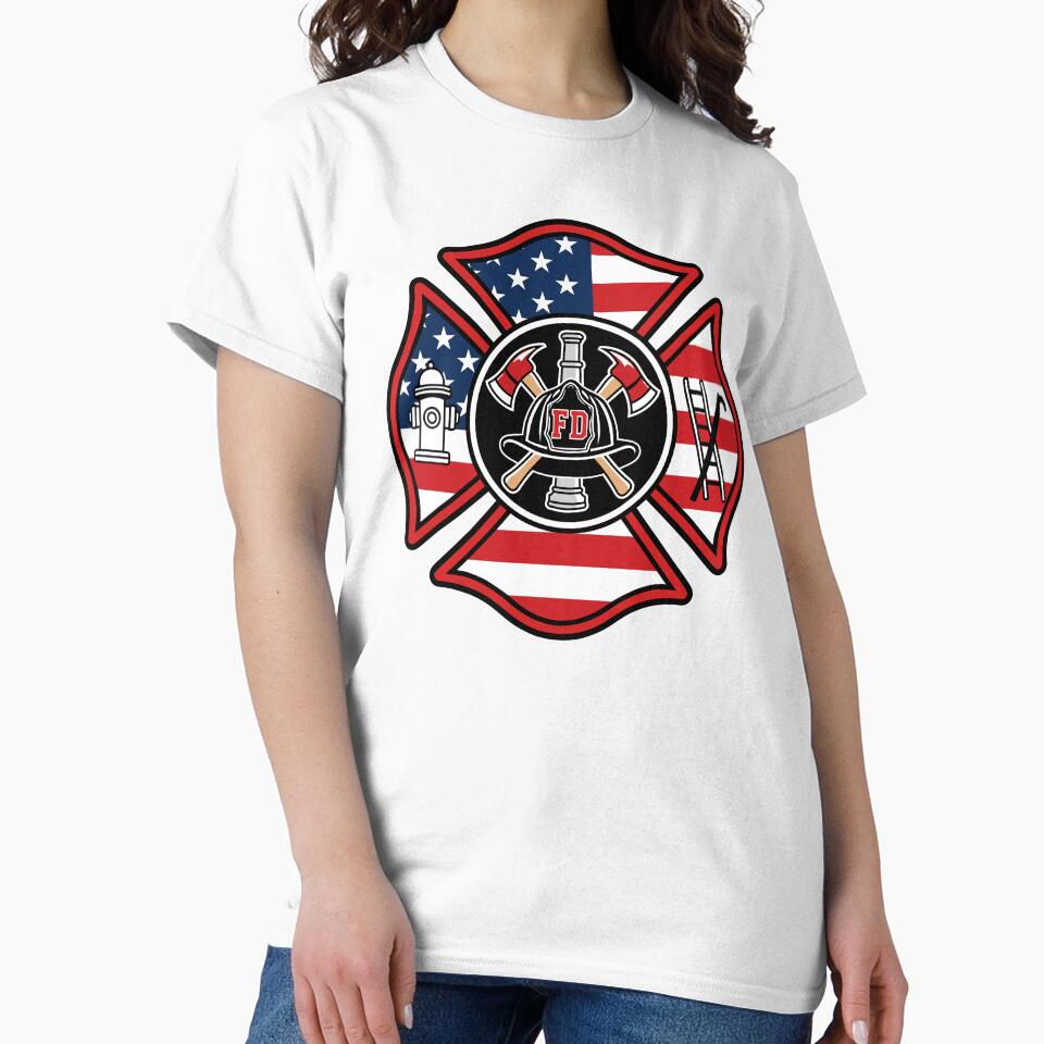 Firefighter Maltese Cross American Flag Badge | Fire Dept by Marshallamoakohene