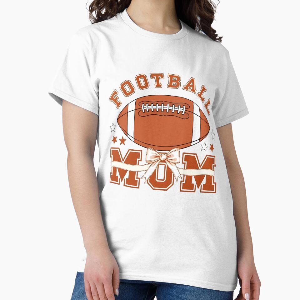 Proud Football Mom with Cute Bow and Stars by FmDesigner87