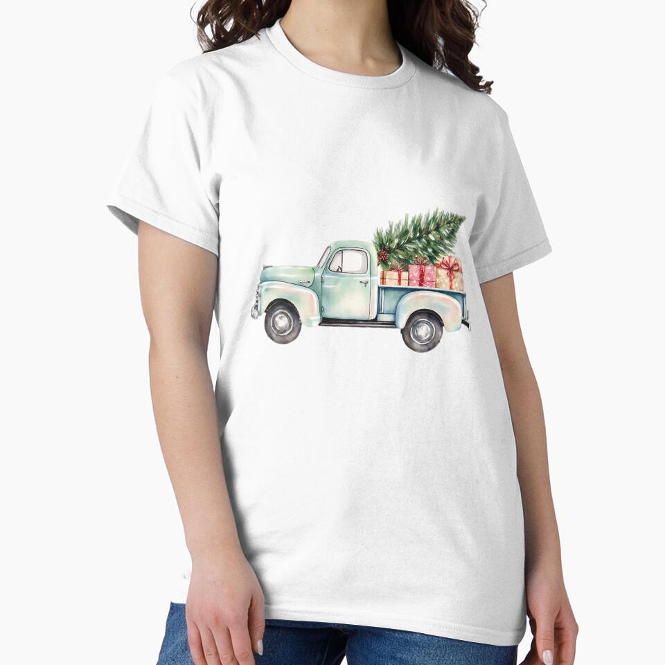 Christmas Mini Truck Watercolor Holiday Art by Artful Accents