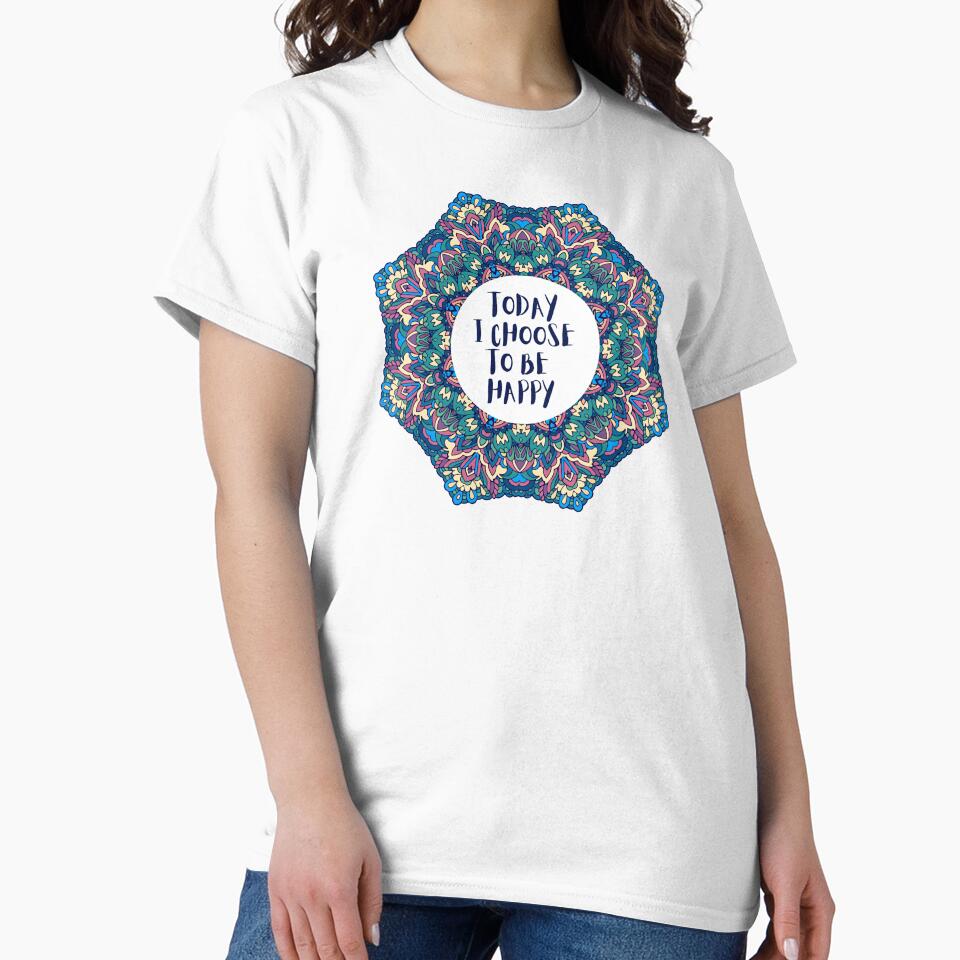 Today I Choose To Be Happy Mandala Positive Affirmation by JDWCreations