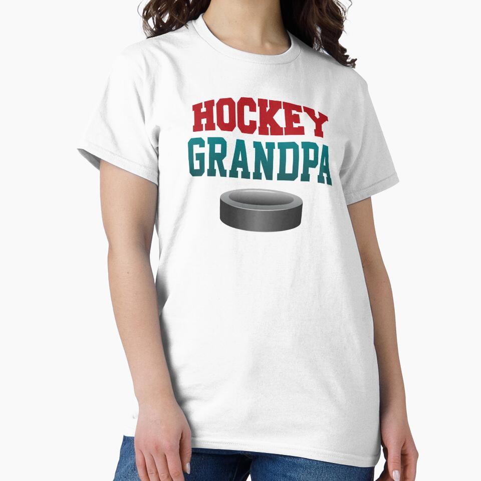 'Hockey Grandpa' (White) by The Button Gal
