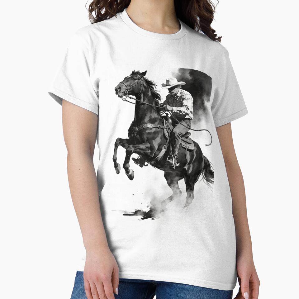 Iron Rider – Black & White Western Soul T-Shirt by Eternal Kingdom Store