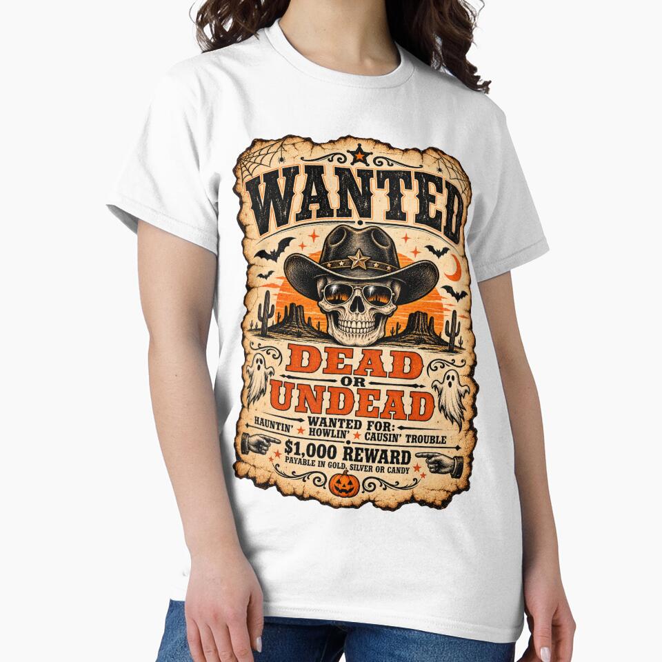Wanted Dead Or Undead Vintage Western Gothic Halloween Poster by Ojoe studio