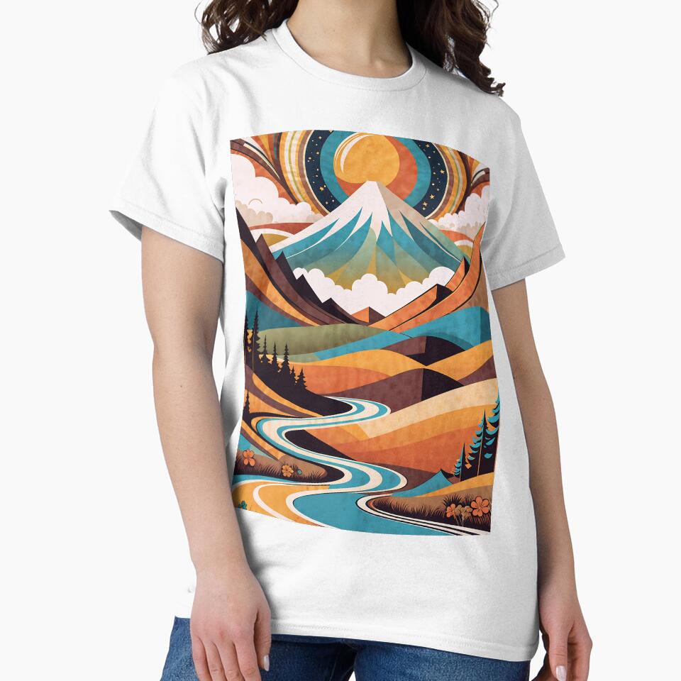 Retro 70s Landscape, Orange, Teal #5 by Prints and Lifestyle