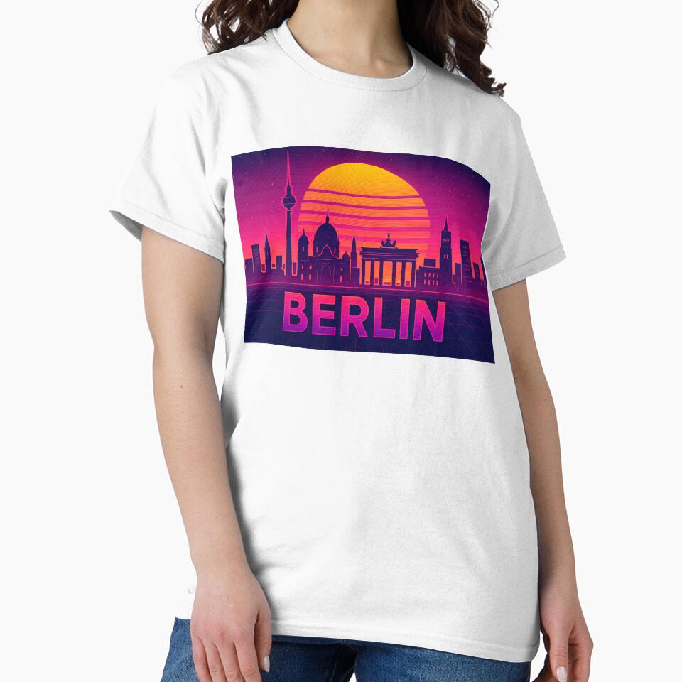 Berlin Retro Sunset Skyline Illustration by ibo-odi-SW