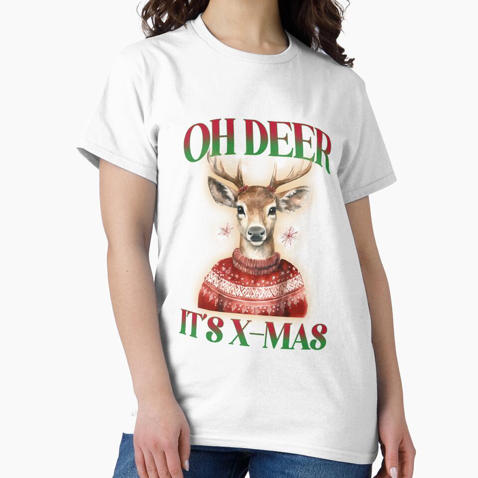 Oh Deer Rudolph Reindeer Merry X-Mas Christmas Deer Holiday by OliveAndSnow