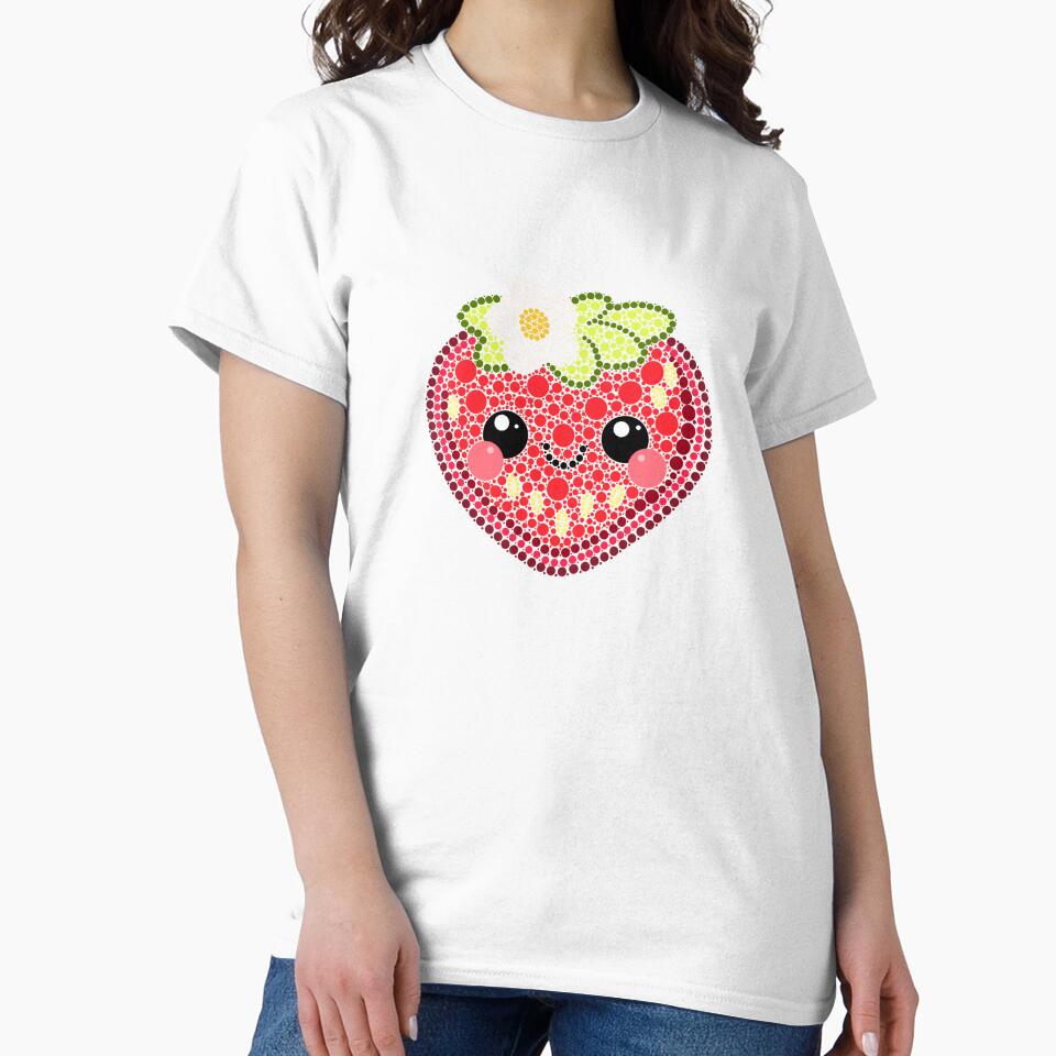 Kawaii Strawberry Dot Art by Cardiff Creative
