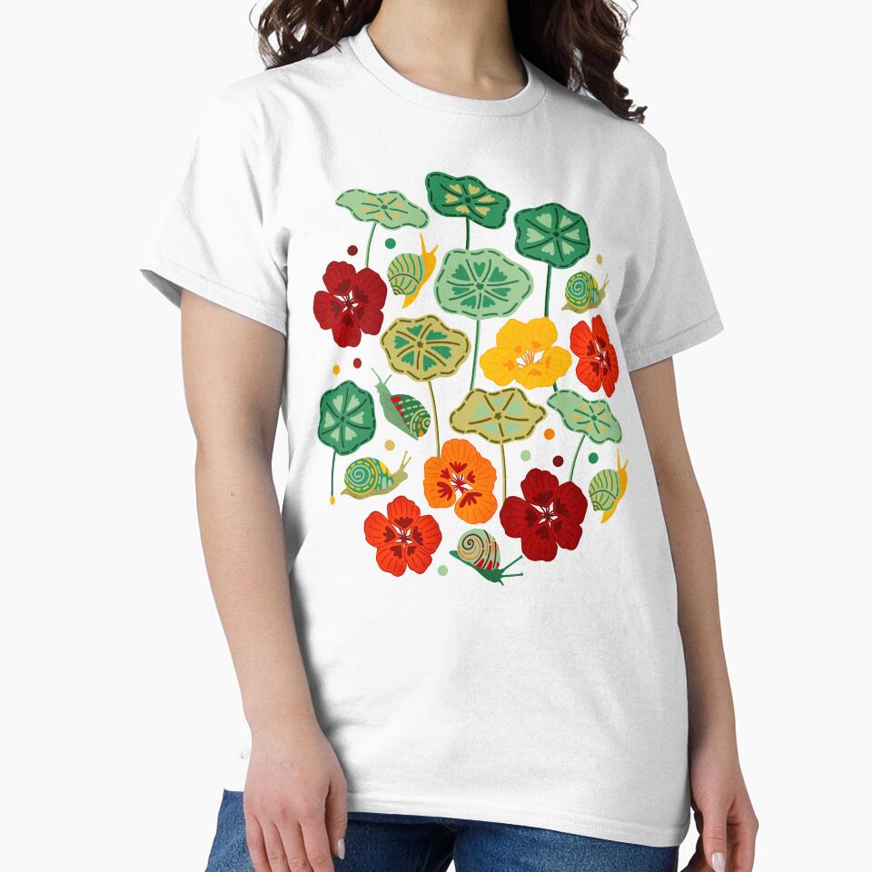 Nasturtiums & Snails On Brown by TigaTiga Unisex