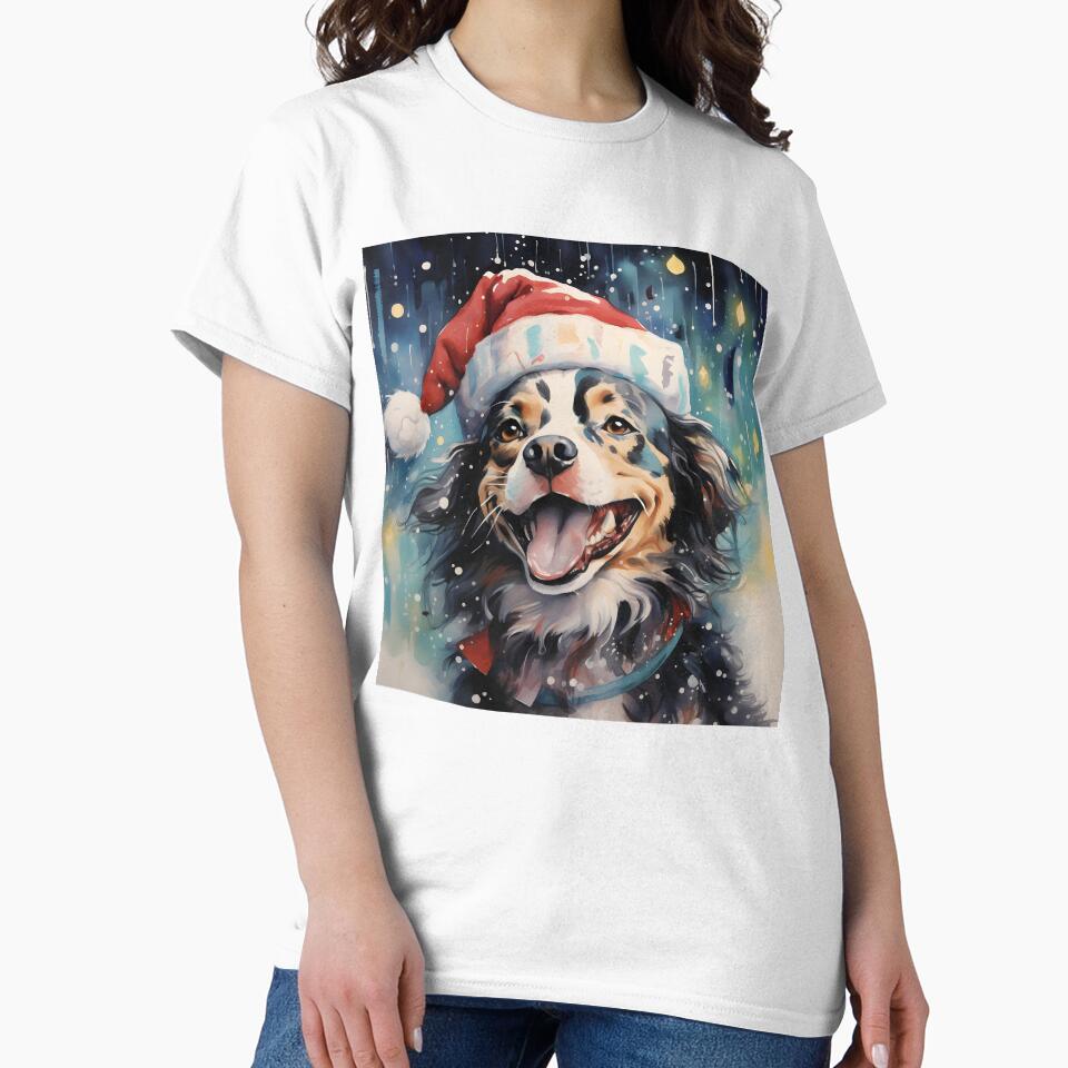Cute Dog in Christmas Hat by inkArtistryfine