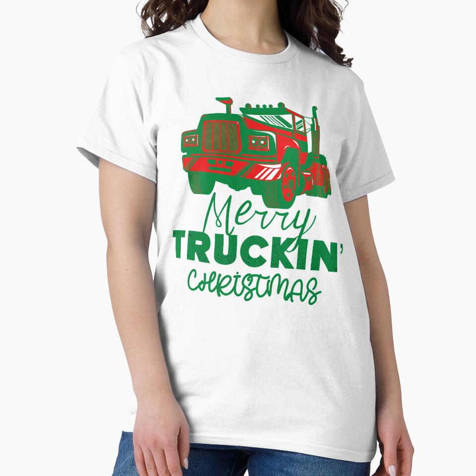 Merry Truckin Christmas Green Red Festive Gift For Trucker Truck Driver by Sunny Collections