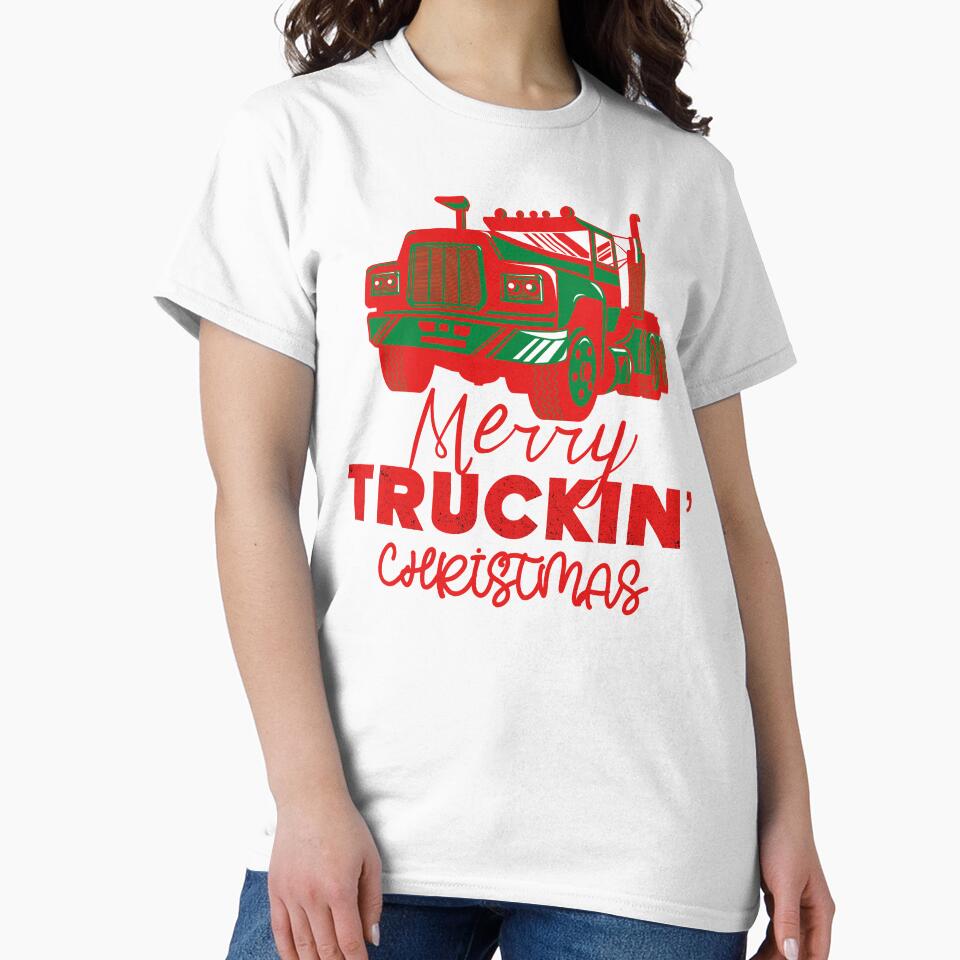 Merry Truckin Christmas Red Festive Gift For Trucker Truck Driver by Sunny Collections