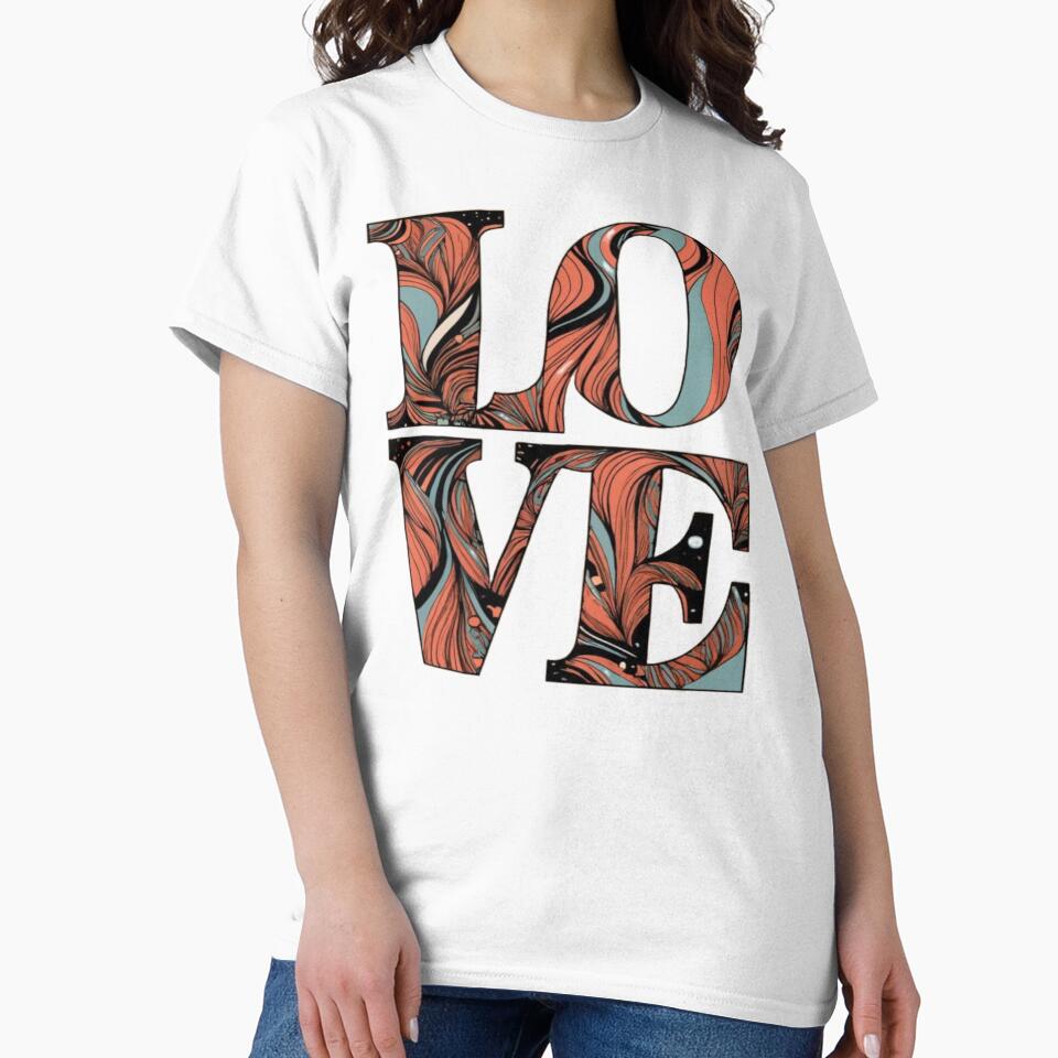 Interconnected Love Typography Design with Retro Pattern Overlay by DesigntshirtWB