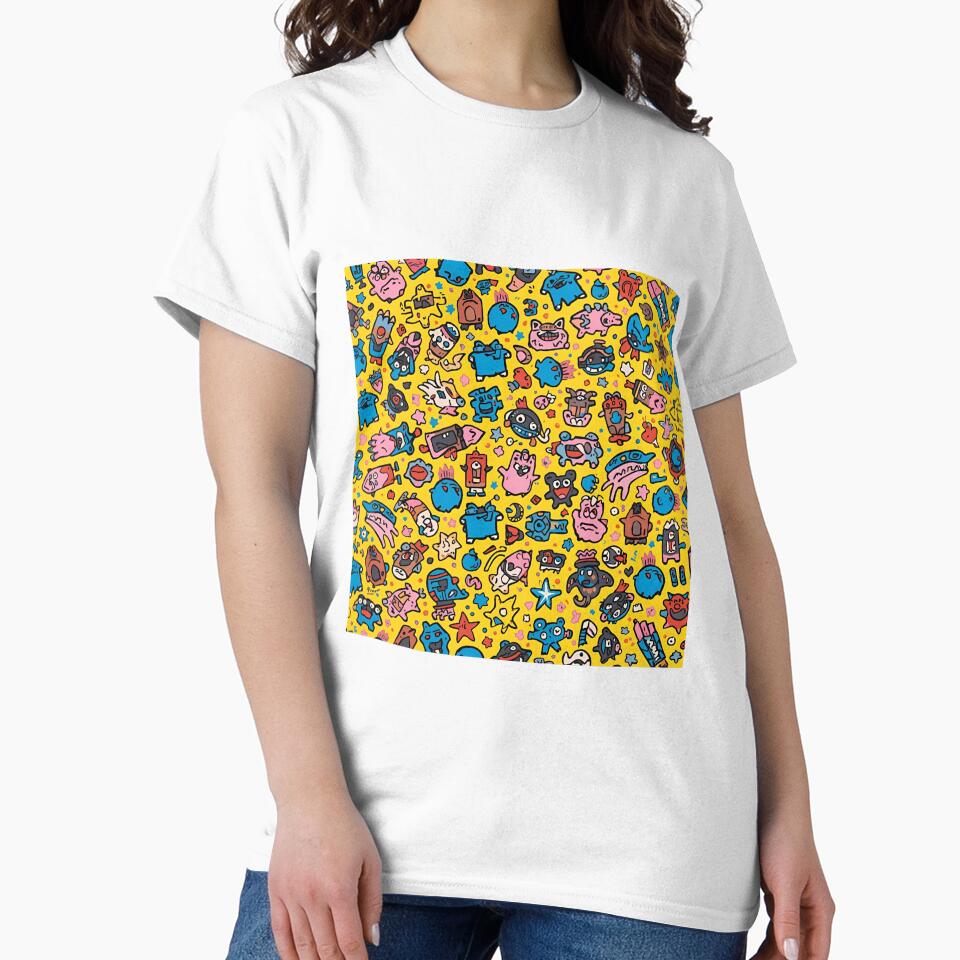 Funky Doodle Monsters Pattern – Colorful Cartoon Pop Art by 9morethan9®