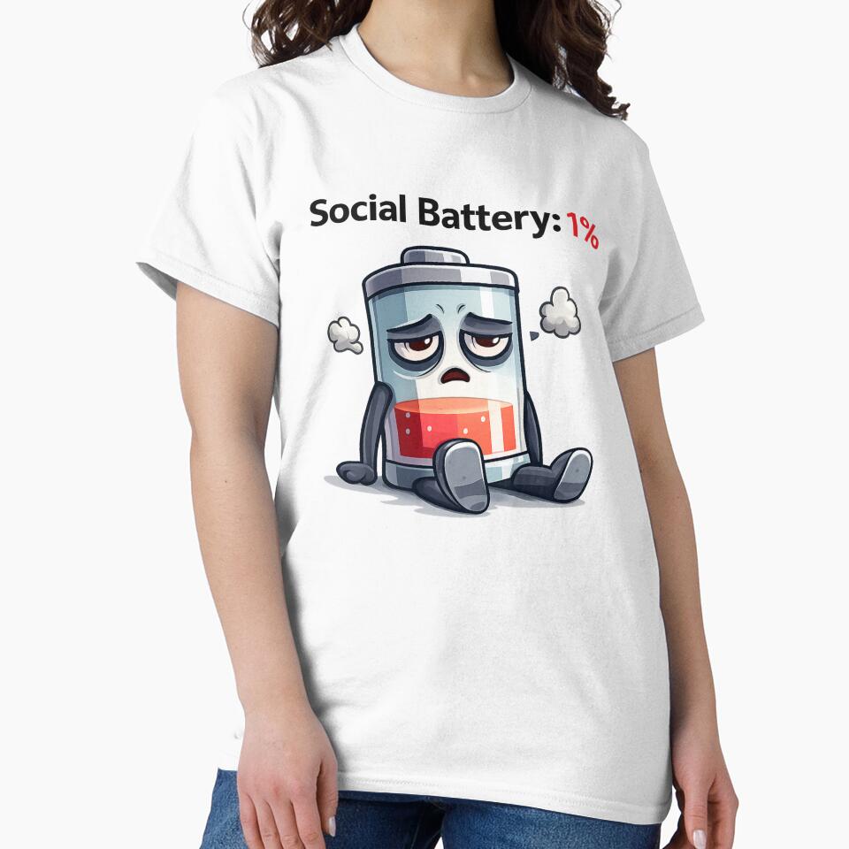 Social Battery 1% Introvert Humor by MORIANZPOD