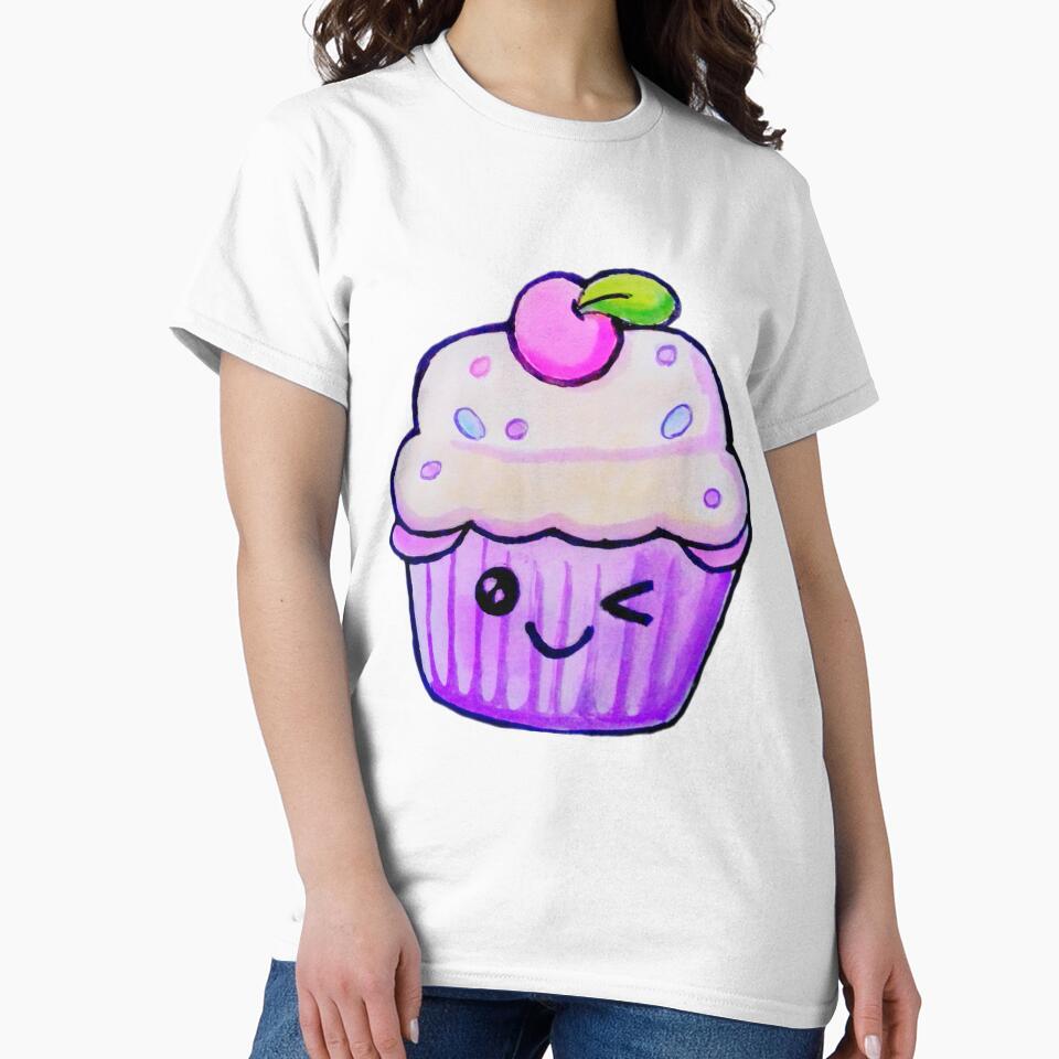 A Winking Kawaii Cupcake Watercolor food illustration Art by happiartworks