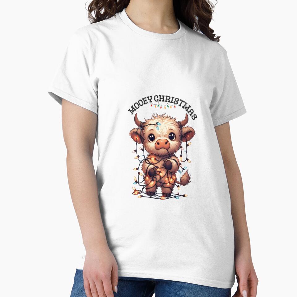 Baby Highland Cow Christmas Lights,Mooey Christmas,Cow Xmas,Highland Cows,funny christmas shirt by Clothesbest