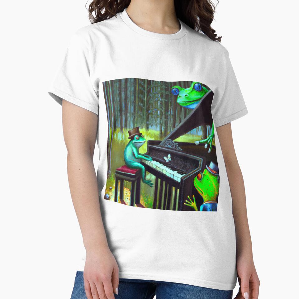 Weirdcore Frog Pianist Surrealism Oil Painting by soulfulprintss8