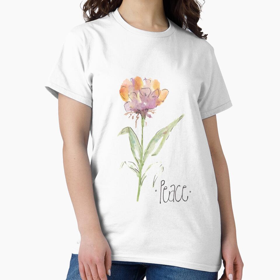 Peace peace peace - watercolor flower - boho art doodle by KatieCrommett