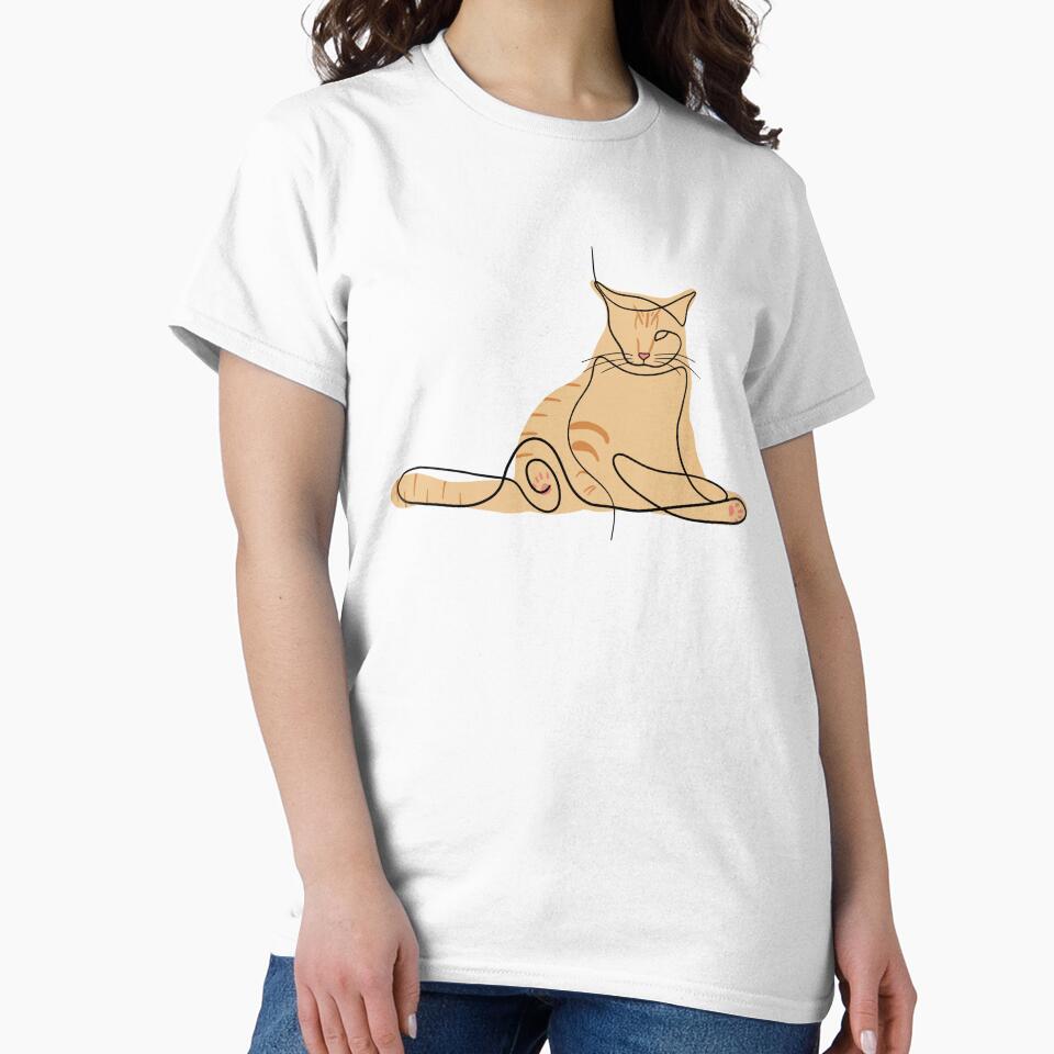 Cute Yellow Cat Minimalist Line Art by KroomanLyrebird