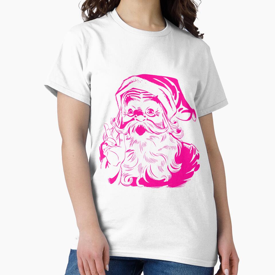 retro vintage pink santa claus by kemyarts
