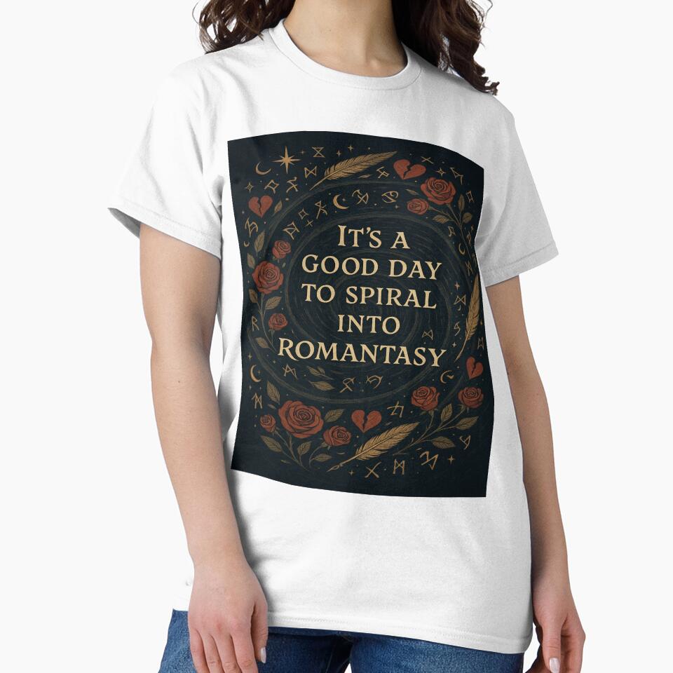 Spiral Into Romantasy - For the Overdramatic & Overbooked by POD DYNASTY | Original Print On Demand T-Shirt Graphics