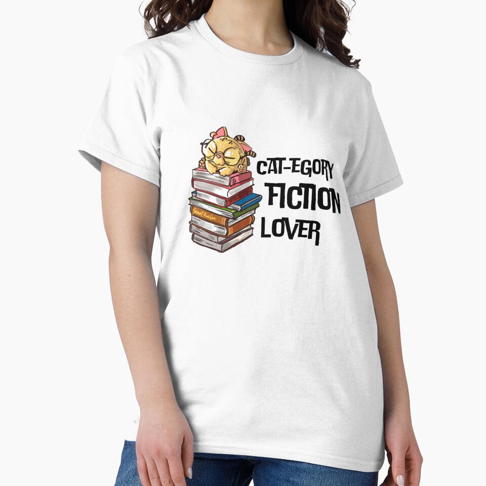 Funny Book Cat Lover Quote Cat-egory Fiction Lover by Artycom