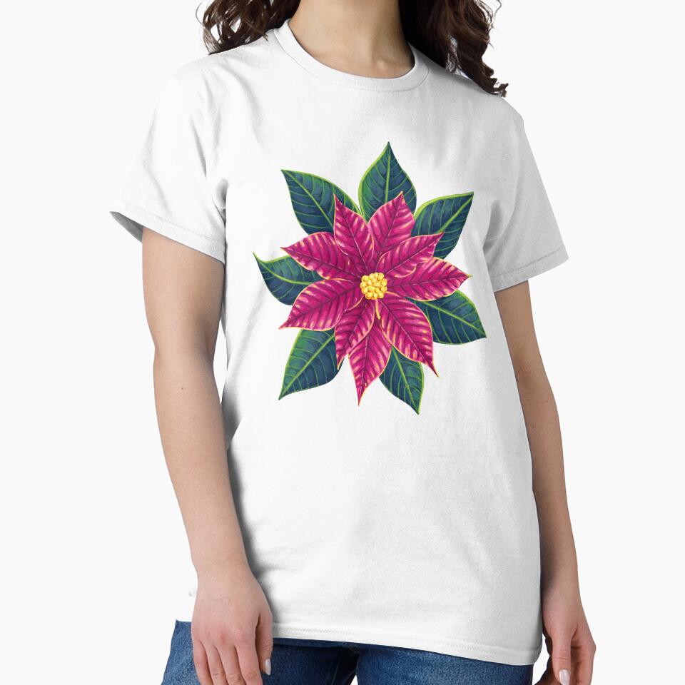 Poinsettia Christmas flower pink by Kaushlydraw