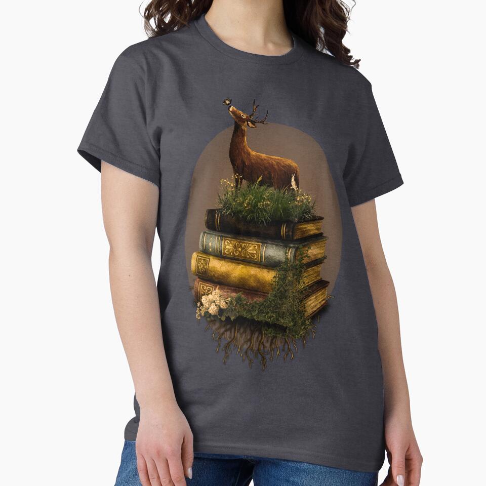 Mystical Stag on Vintage Book Stack Art by ArtistsAtticWI